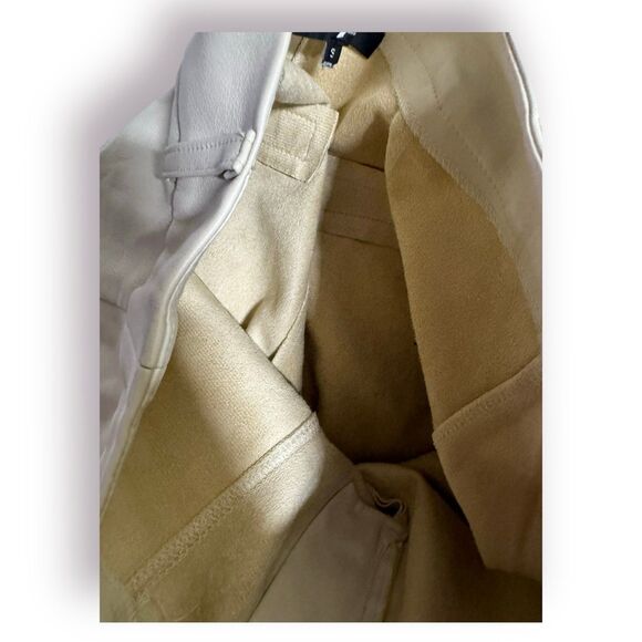 7 For All Mankind Pants Womens Small Wide Leg High Rise Y2K Cream Faux Leather - Picture 5 of 6